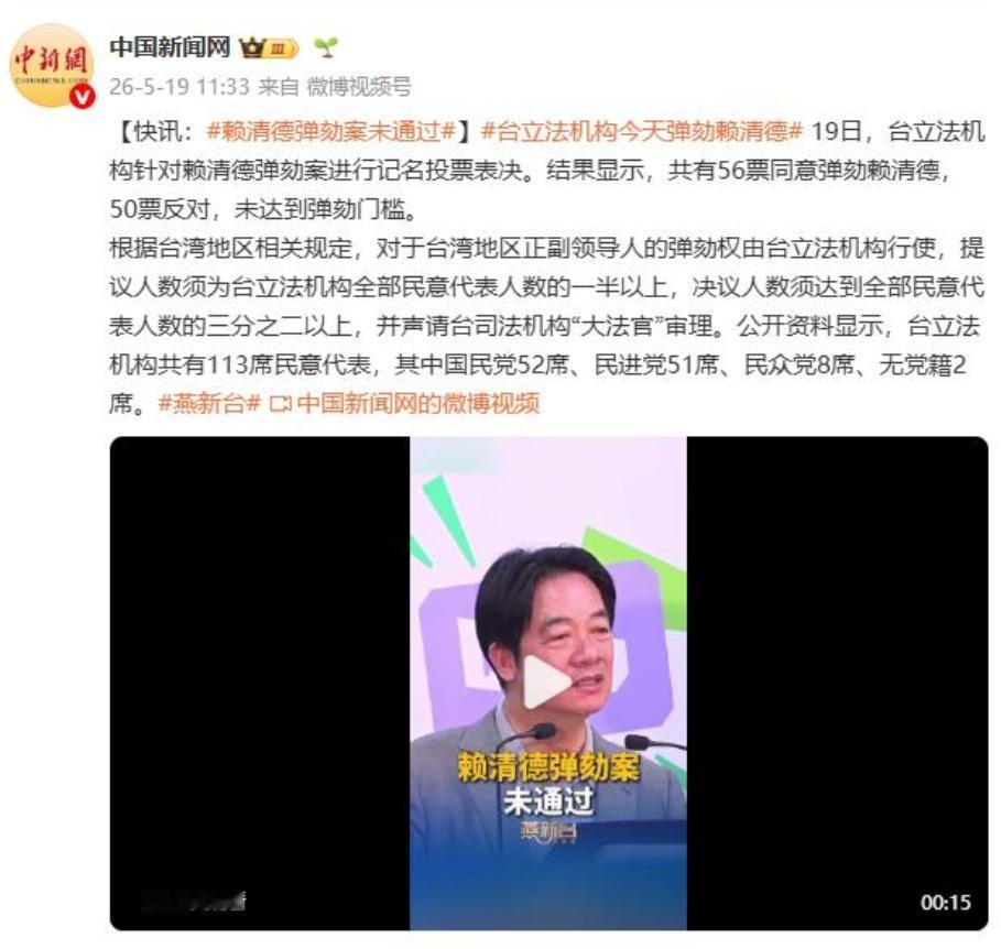 岛内首次！今天弹劾！甲级动员！赖清德被逼删除“台独党纲”5月19日，台