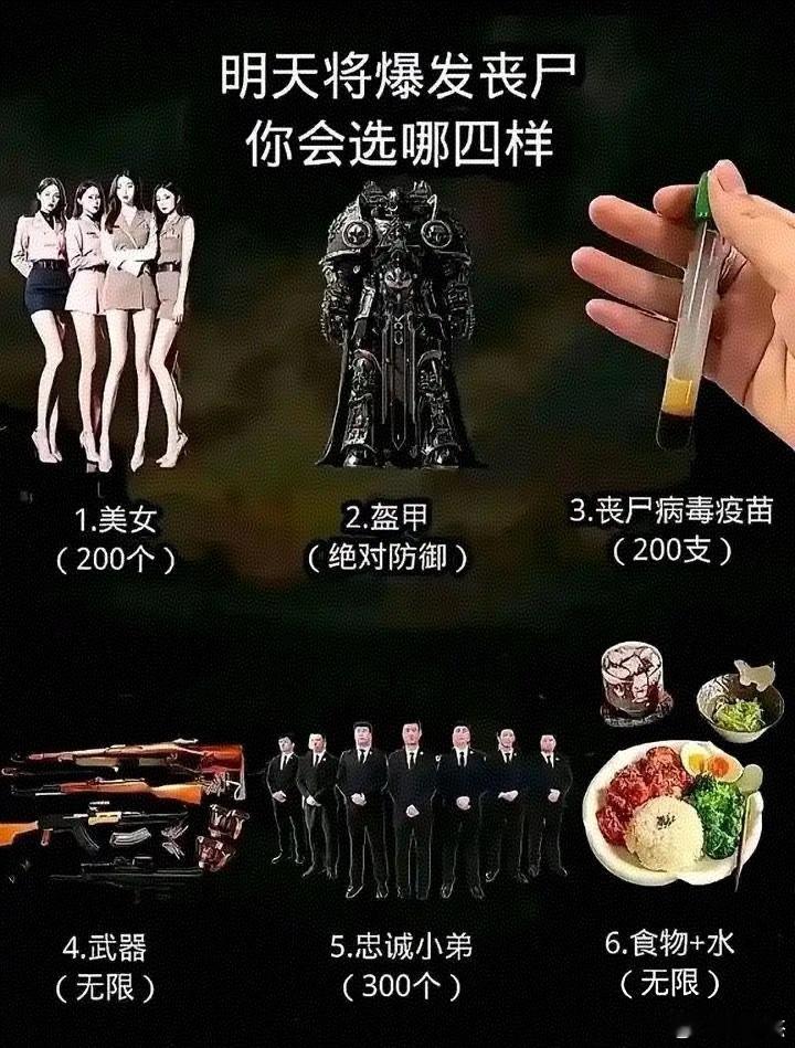 假如明天将爆发丧尸，你会选哪四样​​​