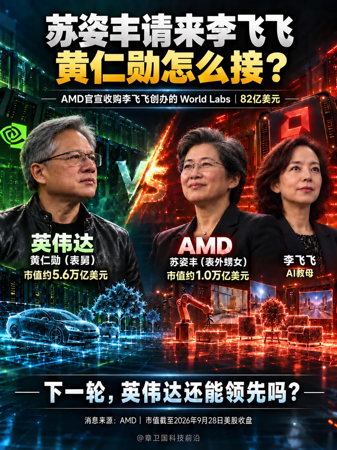 苏姿丰请来李飞飞，黄仁勋怎么接？苏姿丰这步棋，让两家的竞争不只停留在芯...