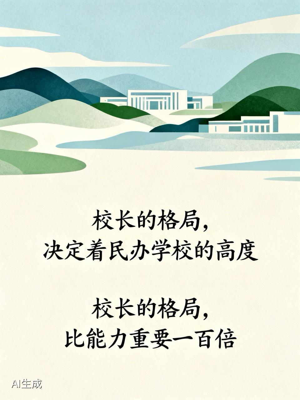 校长的格局，决定着民办学校的高度。民办学校，在招聘校长时，往往看重教学成绩、