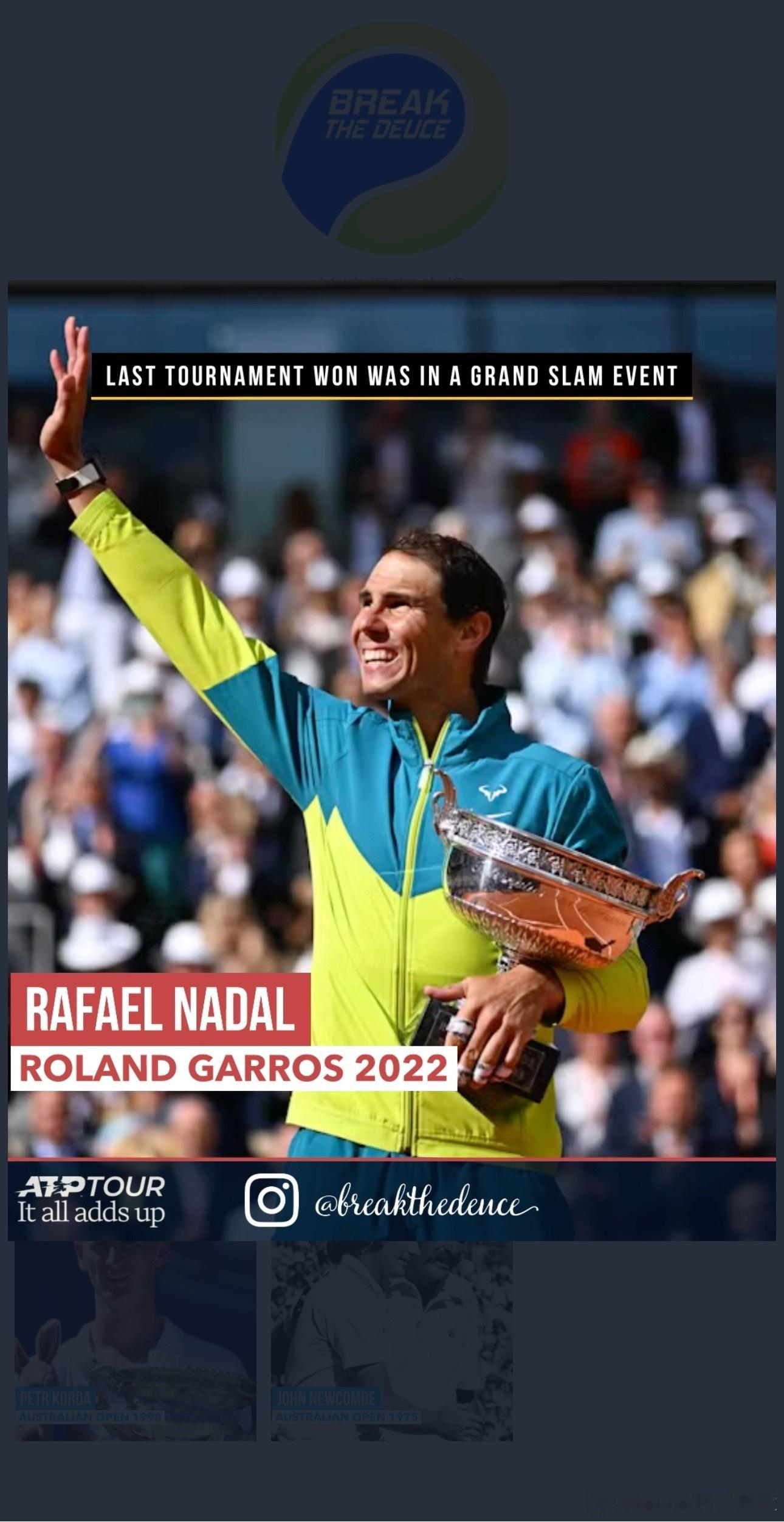 冷知识：最后一项冠军是大满贯的球员？如果职业生涯最后夺得的最后一项冠军是大满贯冠