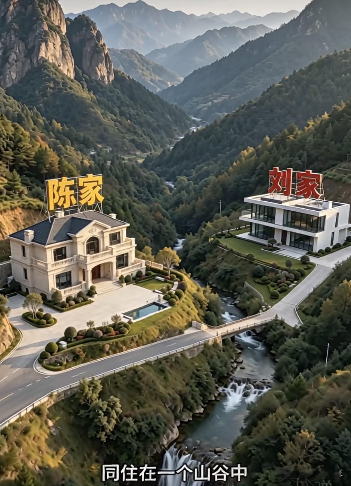 陈家和刘家，同住在一个山谷中，两家仅隔着一条小溪流。两家都是生意人‼️其