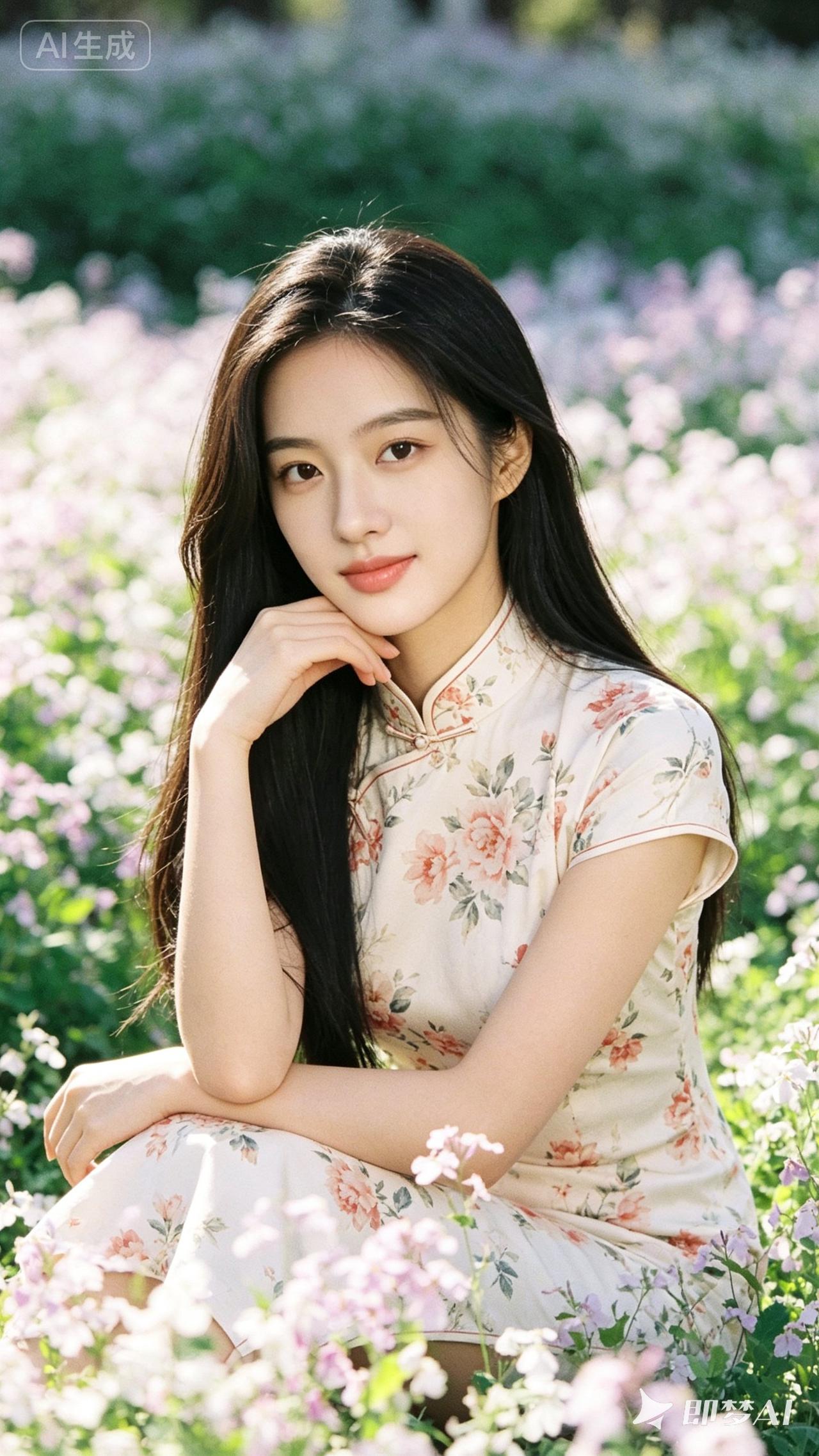 “花海中的少女，温柔如春风”🌸💕