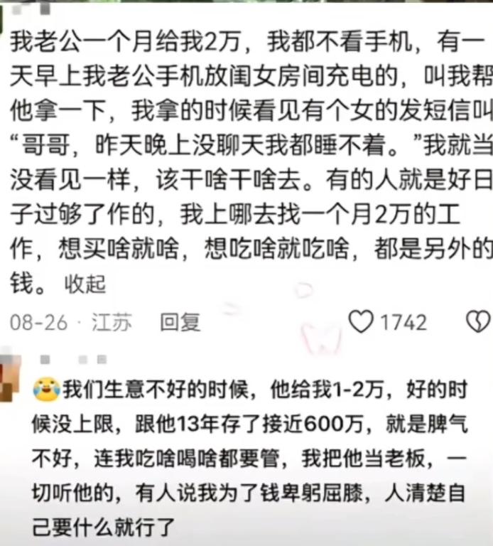 或许，这才是聪明的女人吧！有个妻子，老公一月给2万，不看他手机，有一天她老公手