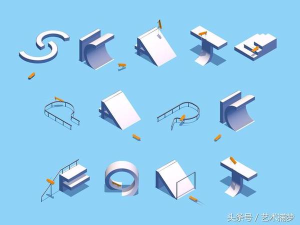 设计师 keike terashima 根据滑板场地为灵感,创作的字体设计