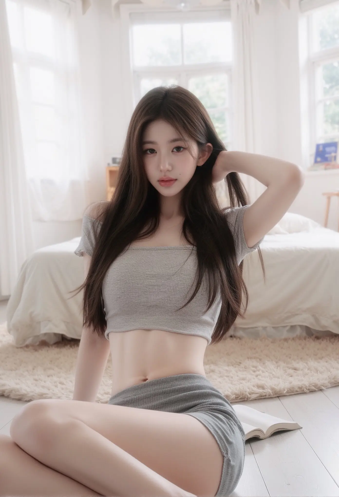 宅家穿搭 慵懒松弛感穿搭 居家少女写真 蜜桃女孩