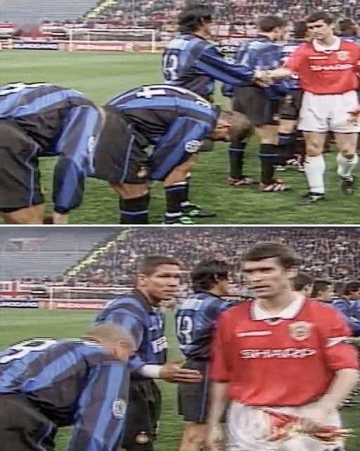 【狠人】罗伊·基恩径直从迭戈·西蒙尼和罗纳尔多身边走过，彼时两人还在整理球袜，基