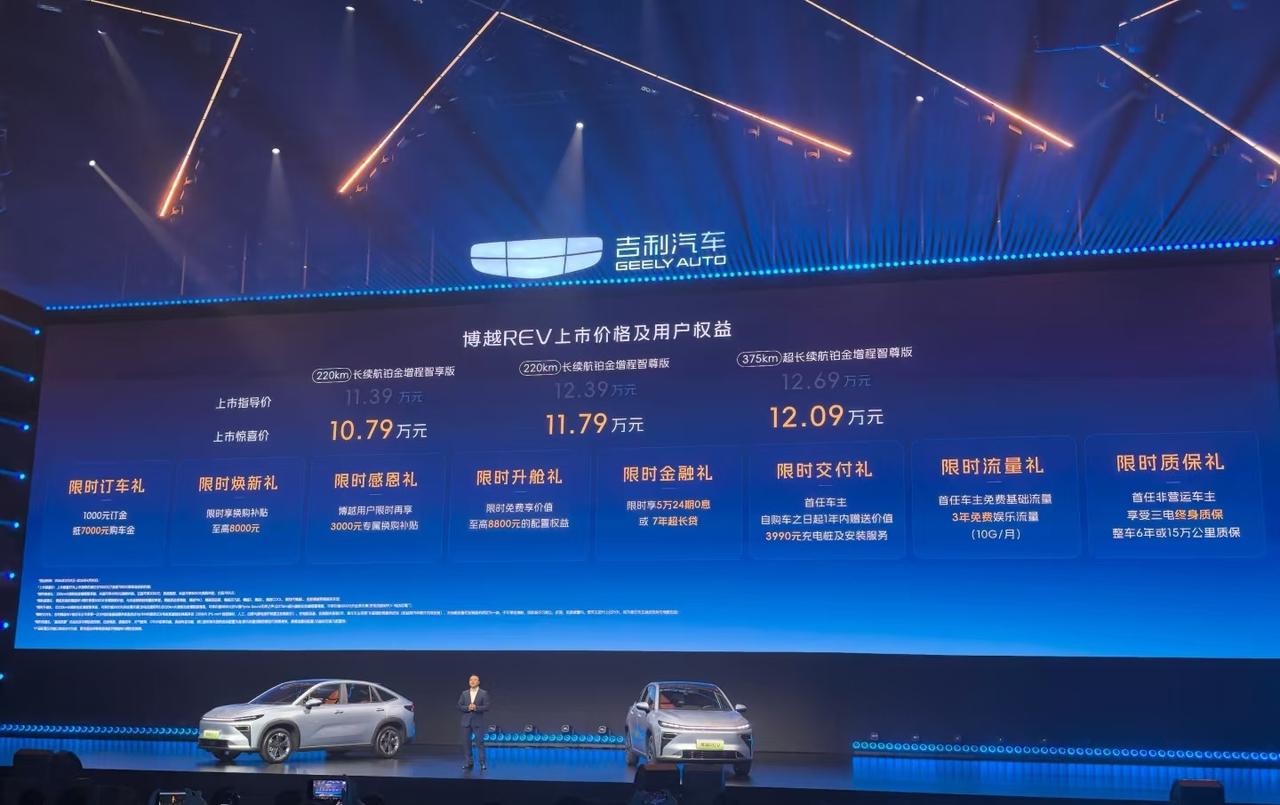 车市卷疯了！博越REV登场，10.79万起的价格，带来越级体验。375km纯电续