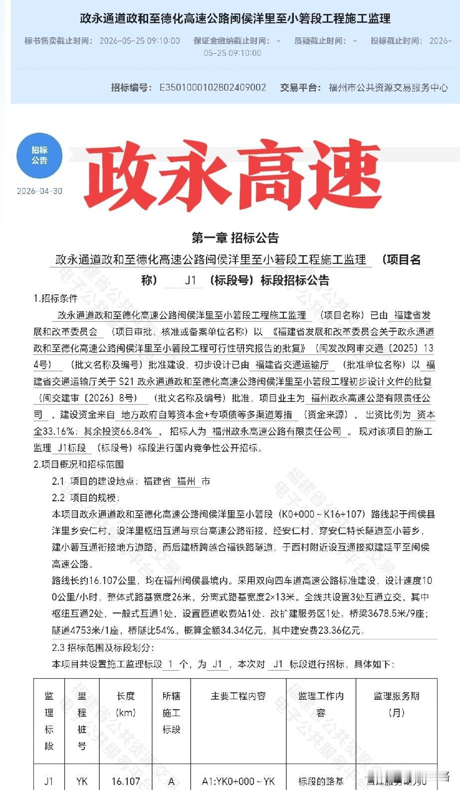好消息，福建政永高速有新动静啦！政永通道政和至德化高速闽侯洋里至小箬段工程