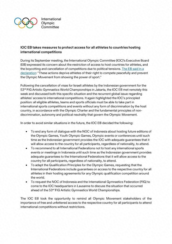 国际奥委会发了这样的声明,而且措词非常严厉,看似正义实际上有些双标。同样是体育比
