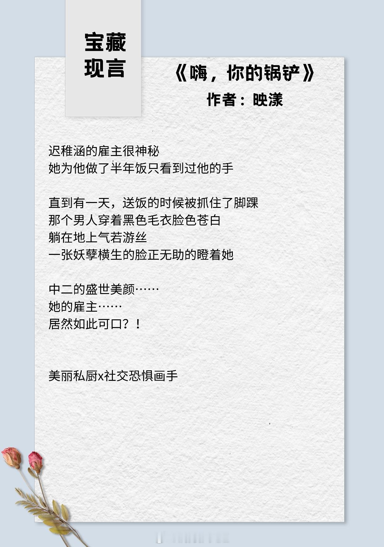 【宝藏现言系列】无论何时，无论是怎样性格的你，我都爱着。《嗨，你的锅铲》作者：映
