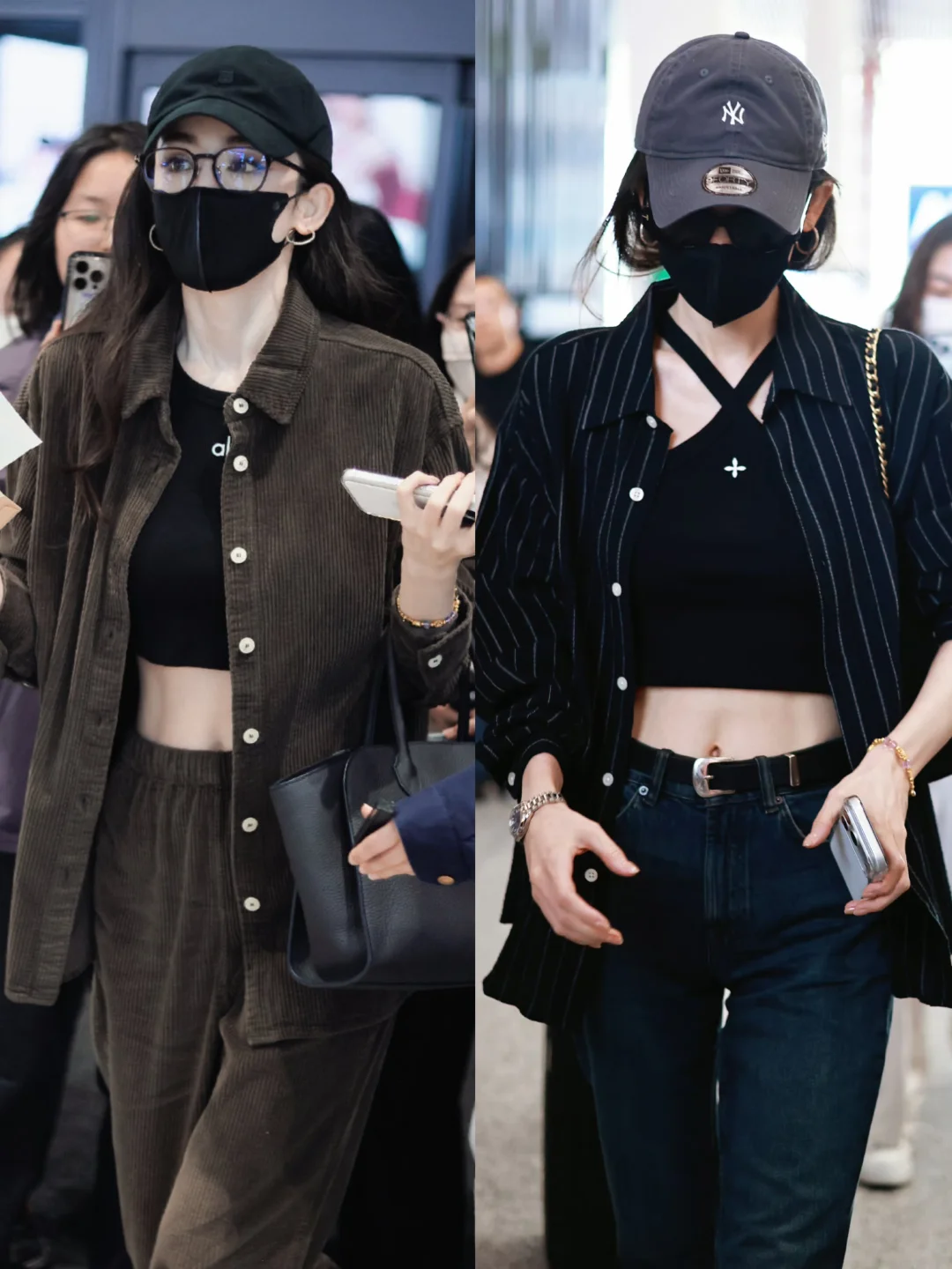 娜扎最新机场私服，这若隐若现的马甲线～