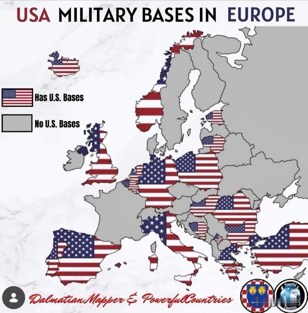 美国在欧洲的军事存在永久存在:美国在冰岛、挪威、英国、比利时、德国、意大利