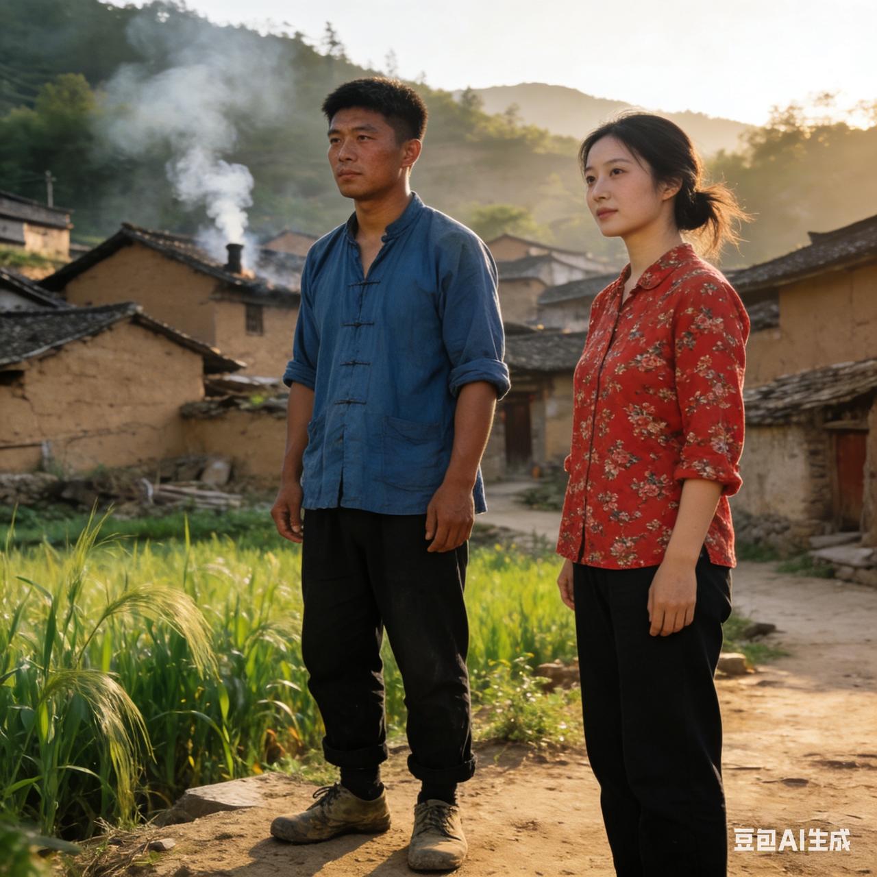 小山村里，那一年，他十八岁，而她三十八岁。他的嘴上刚长毛，她却已为人妇，已为人母