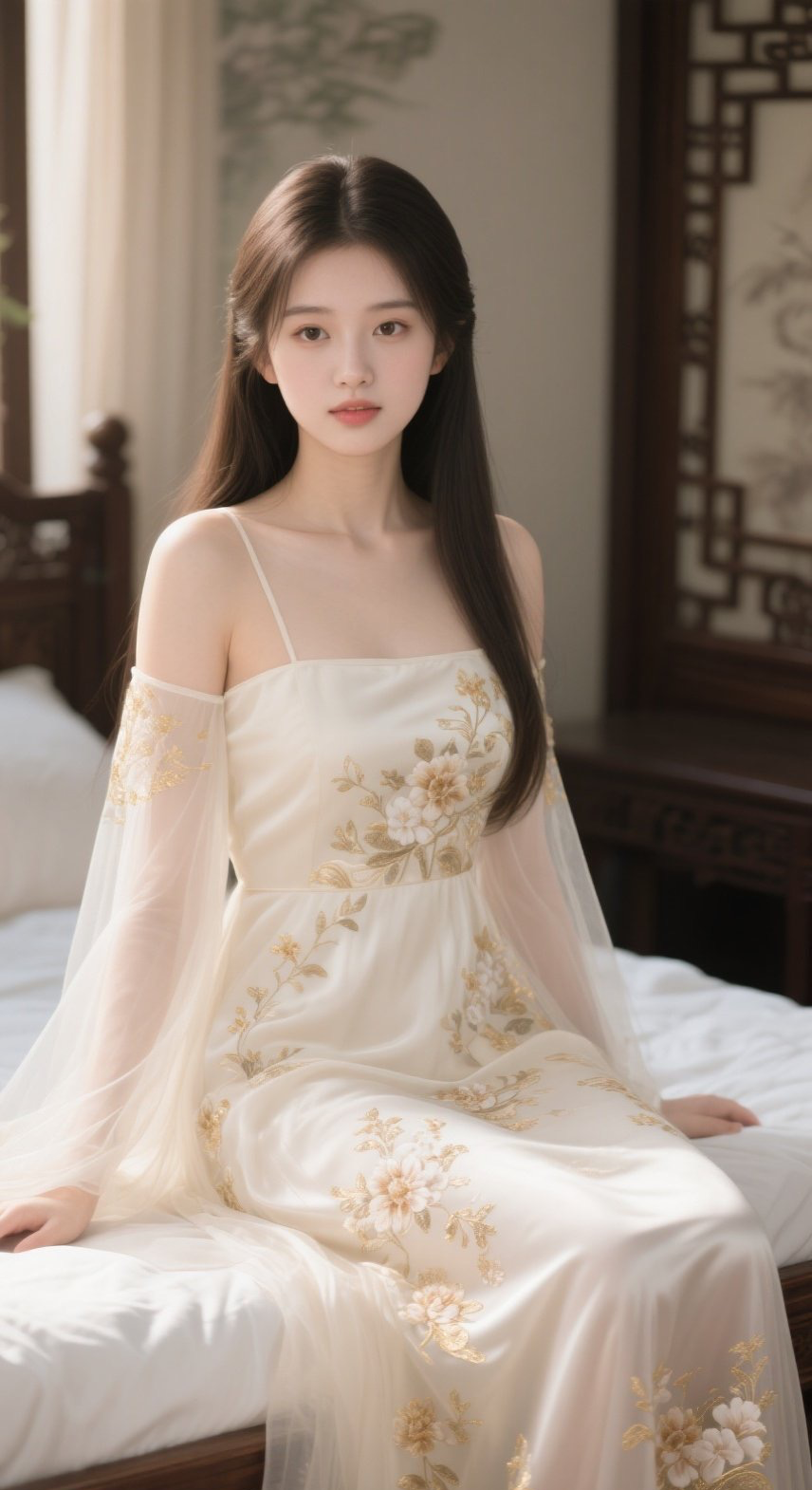 雪纺轻纱衬丽人，婀娜身姿入镜来