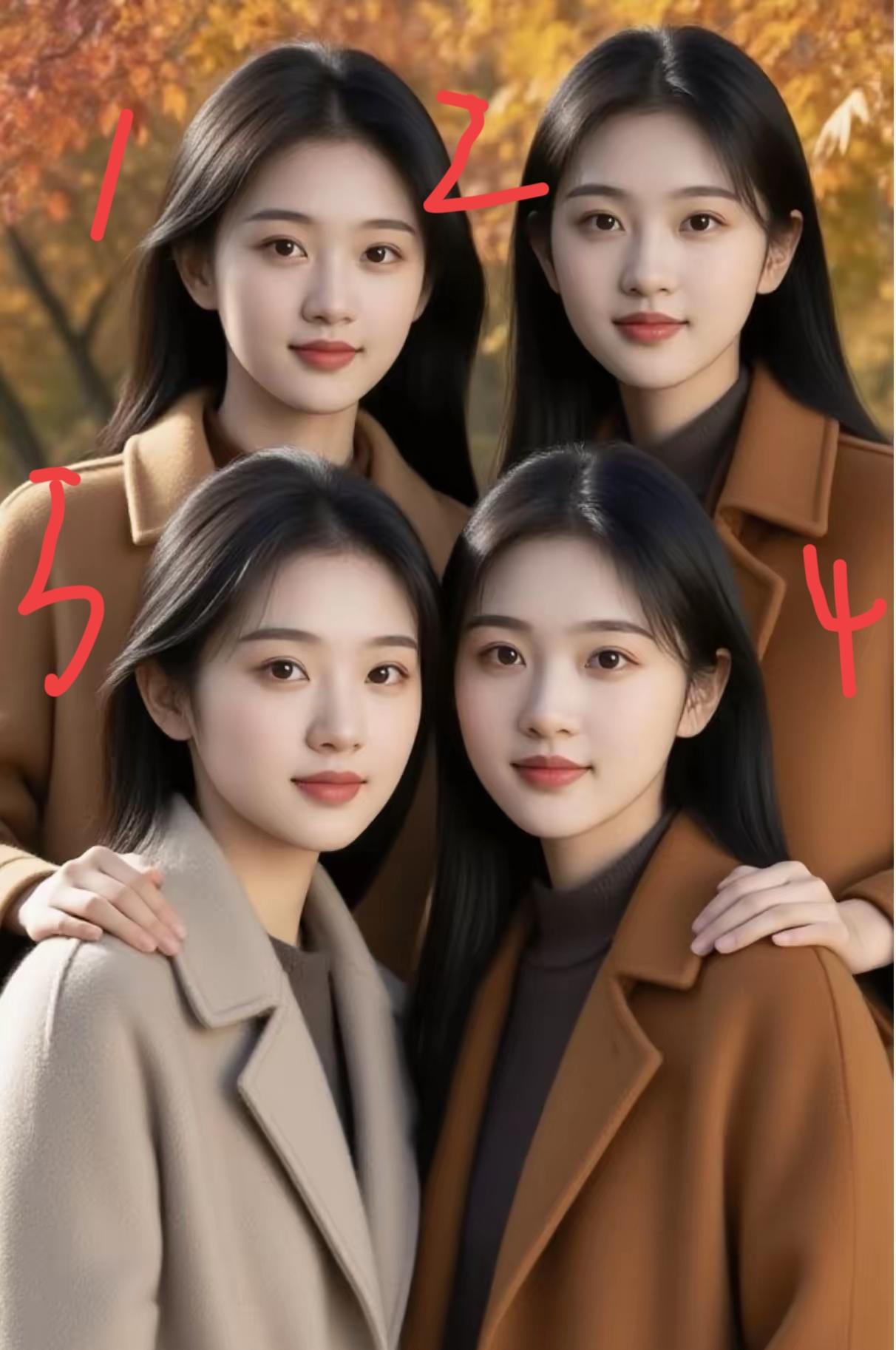 四位女生，选一个做老婆，直觉告诉我，你选几号？