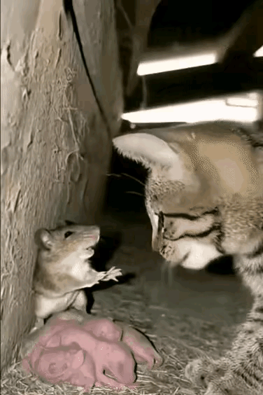 🔥鼠妈妈刚生完崽，猫就堵上门！为护孩子放下所有尊严，低声求猫哥谈谈，愿