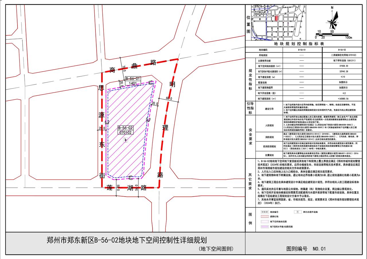 郑州高铁站东广场片区B-56-02地块地下空间控制性详细规划批前公示。街坊位于