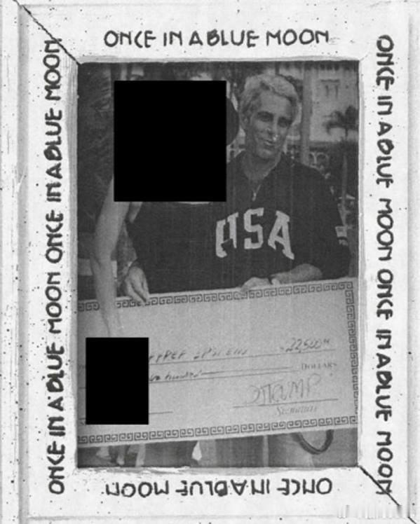 来自爱泼斯坦档案：杰弗里·爱泼斯坦被拍到手持一张印有唐纳德·特朗普签名的巨额支票