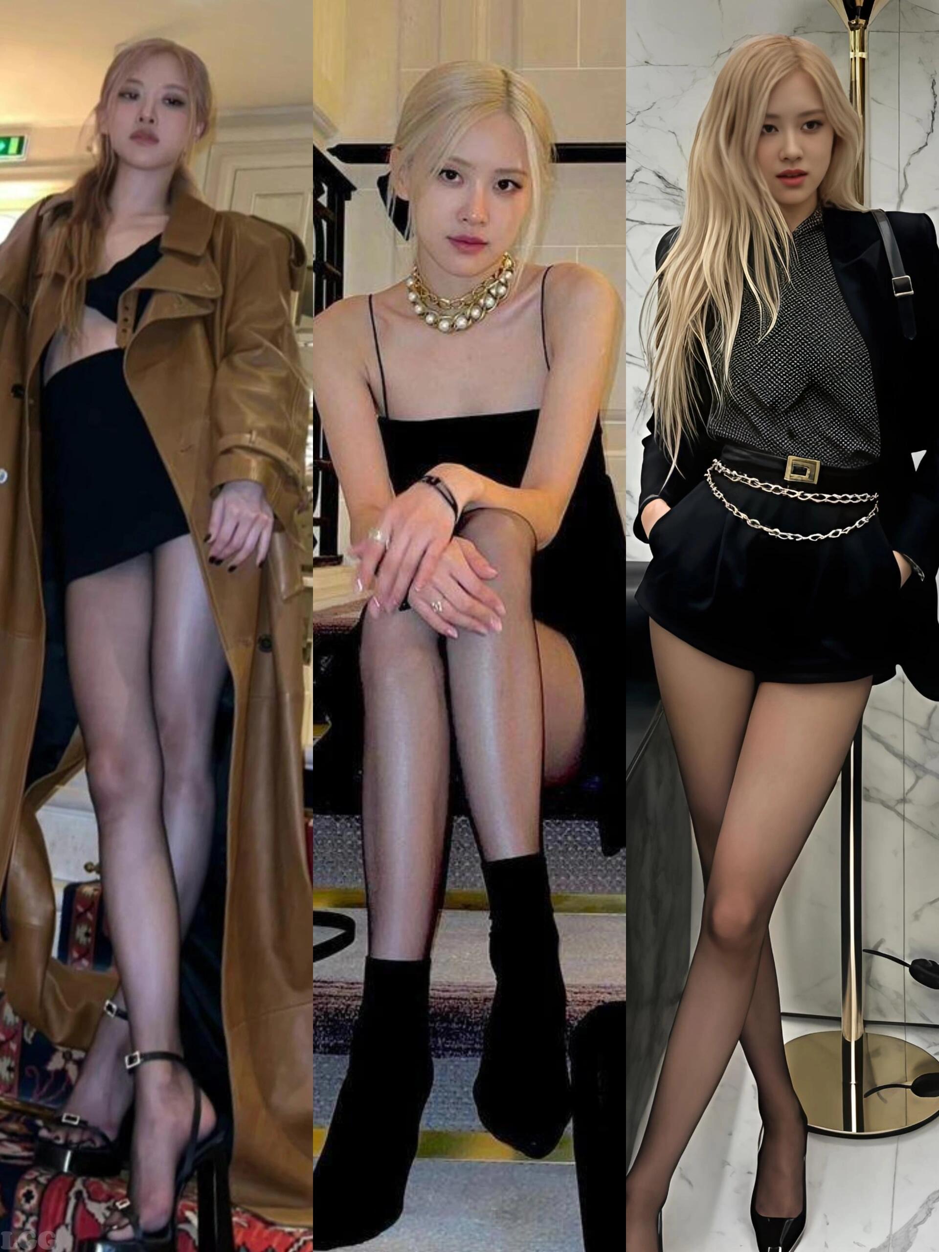 谁能拒绝朴彩英rose的名品酒杯腿🦵圣罗兰女帝的称号果然不是白来的，rose穿