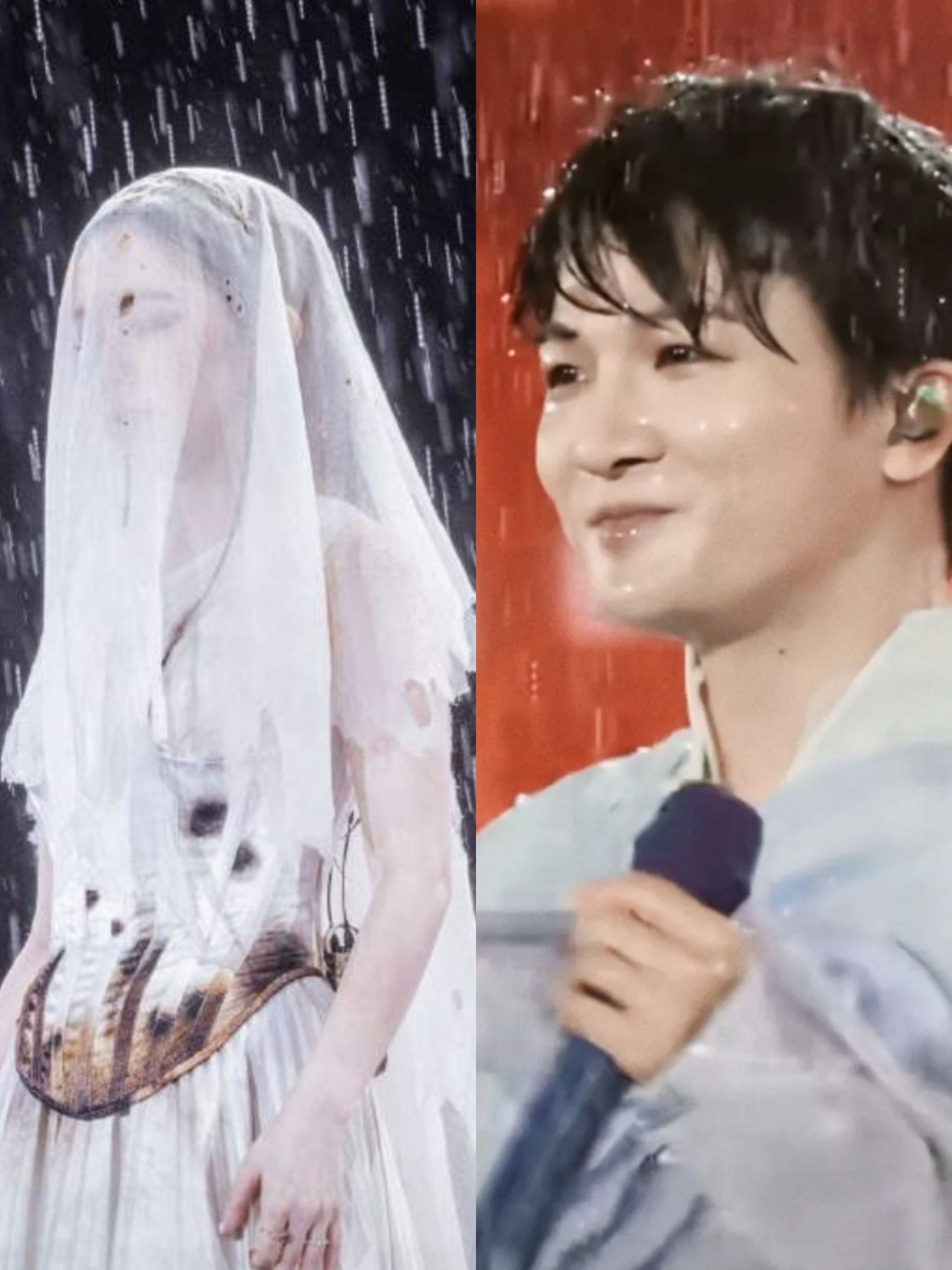 终于明白邓紫棋跟周深为什么雨那么大两个人一场都没停。邓紫棋10月4日在深圳，露天的台子上淋得透透的，