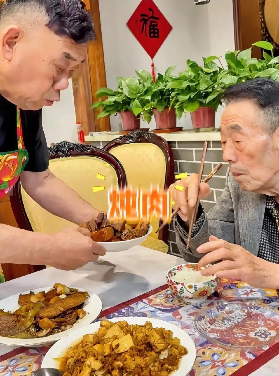 杨少华儿子炒的菜油水太大了，看那个肉末豆腐，盘子四周都汪汪着油，虽然他做菜色香味