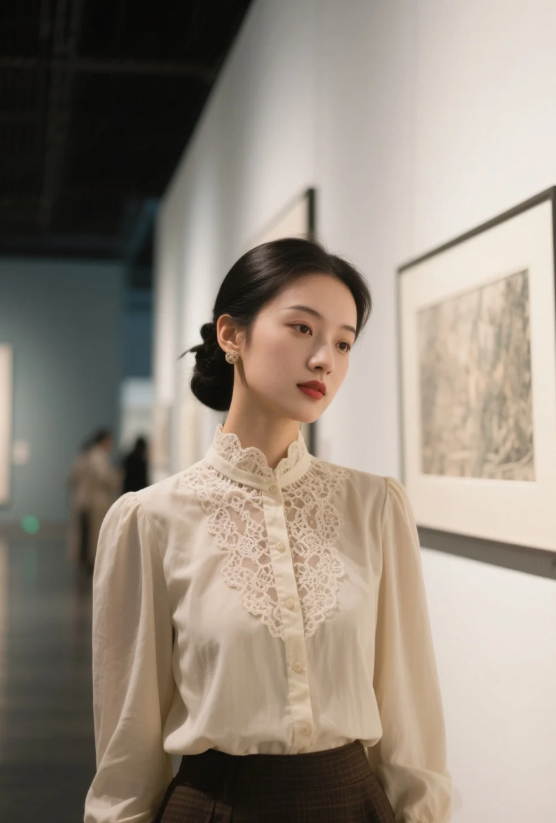 蕾丝是温柔，盘发是克制，她是优雅的平衡