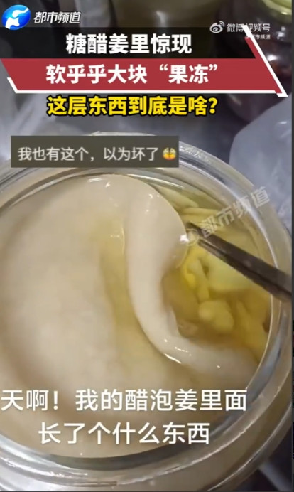 “活久见！”近日，安徽，一女子在家里制作“糖醋姜”时，把姜块泡进白醋里，结果没过