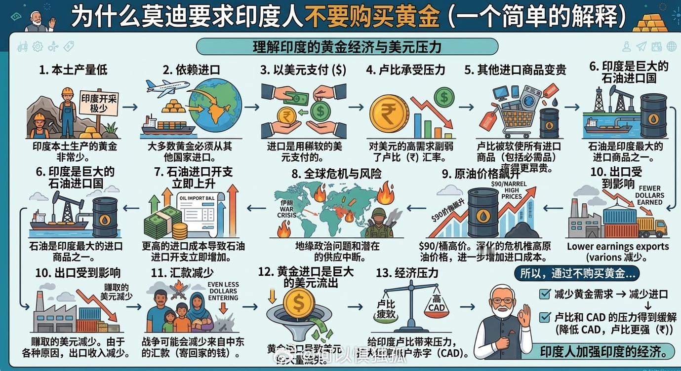莫迪并不是“讨厌”黄金，而是害怕印度人的储蓄全都变成了锁在保险柜里的金属，而不是