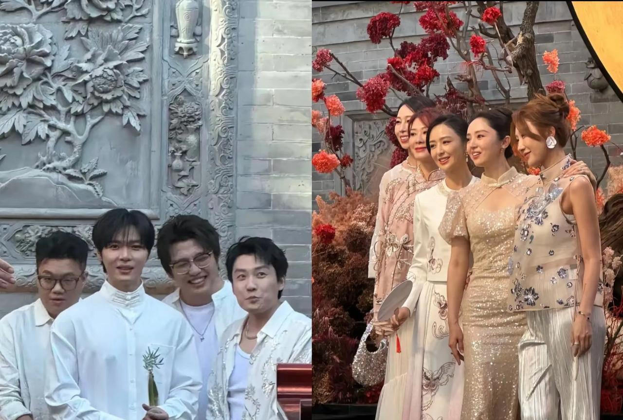 董璇二婚，伴郎和伴娘对比太鲜明，真让人哭笑不得！左边的伴郎团，看起来就像一群嬉