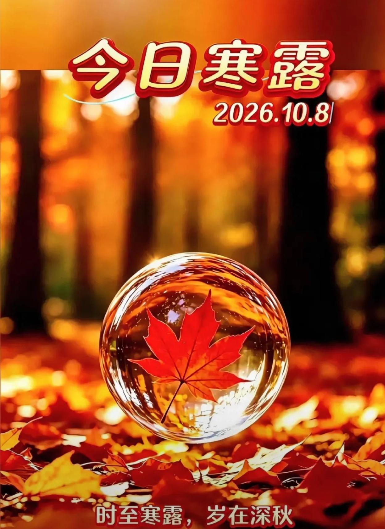 2026./10月8日，周四愉快，寒露映枫红，愿安康拥幸福🍁