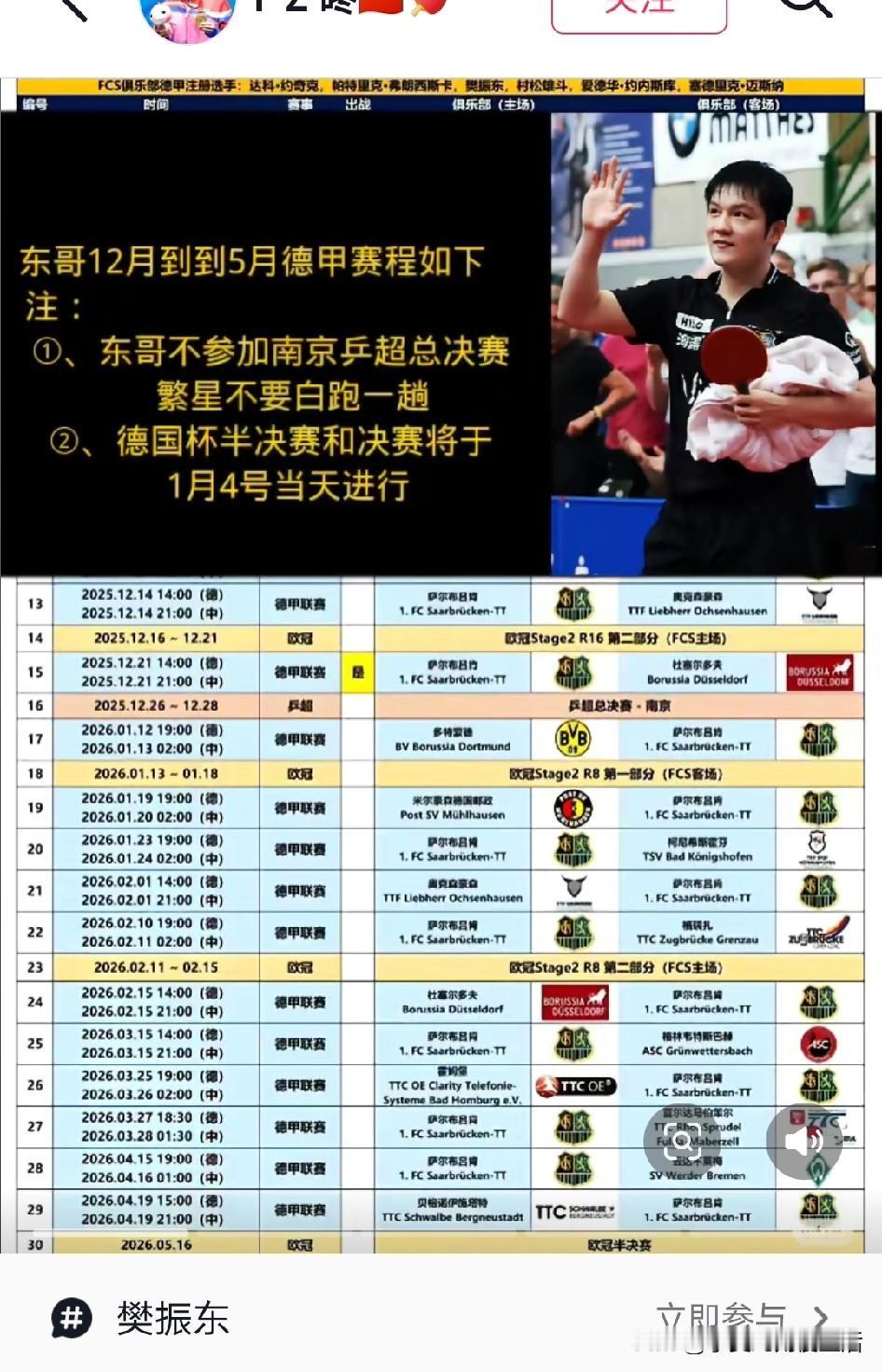 樊振东不参加南京乒超总决赛，这是樊振东嘴替发出来通知星姐们的。他们不想东粉白白掏