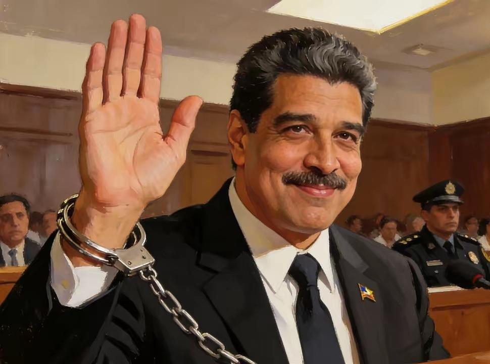 历史动人瞬间：美法庭胜利的挥手！马杜罗这一挥创造历史，把侵略者钉在耻辱柱上，侵略