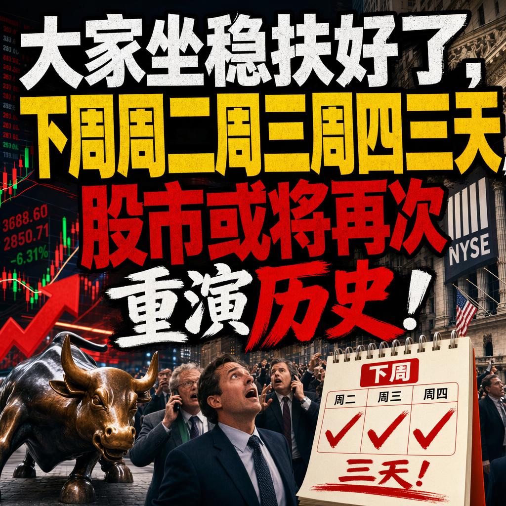 大家坐稳扶好了，下周周二周三周四三天，股市或将再次重演历史！先说一个反常现象。