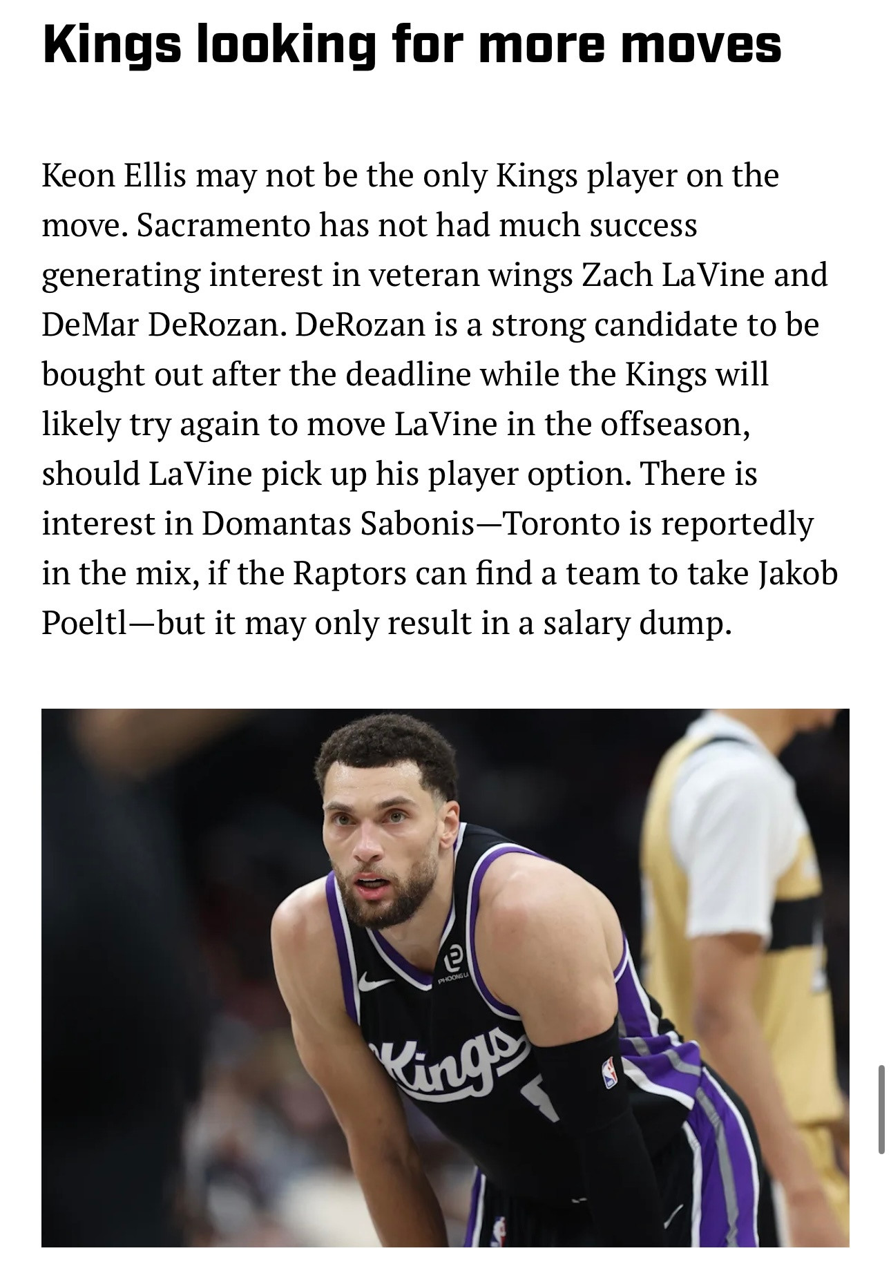 ChrisMannix：德罗赞很可能在交易截止日后被买断，而如果拉文执行球员选