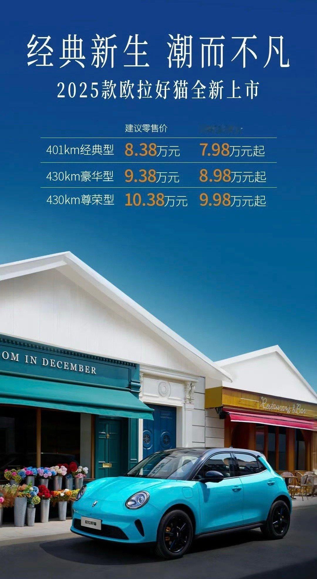欧拉好猫这颜值真的可以，2025款欧拉好猫居然7.98万限时起售，不错不错[墨镜]
