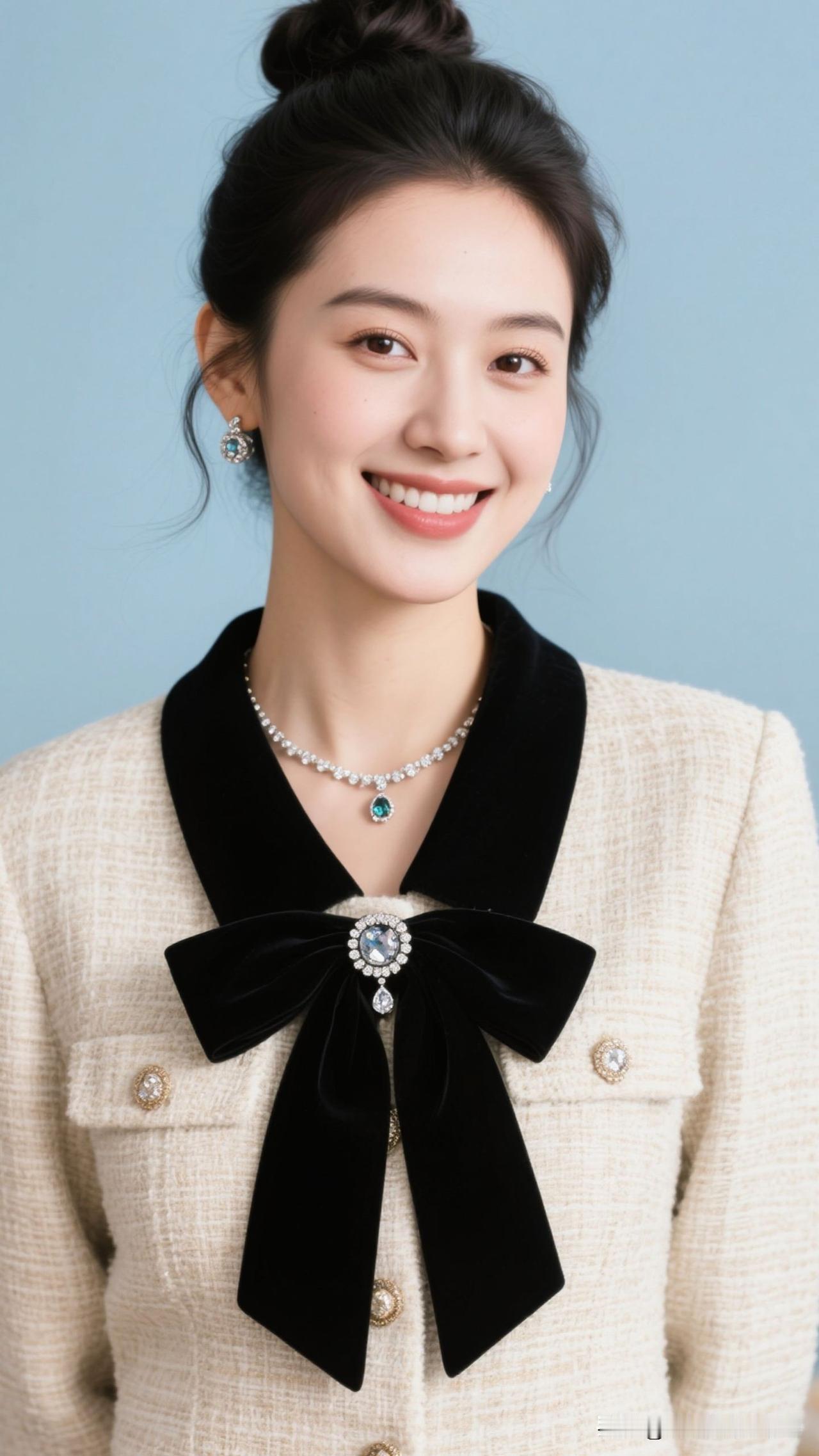 🕯️烛火为幕，粗花呢是晕开的奶霜，黑蝶结扎着银河的碎片，一笑便漾满妥帖的风。