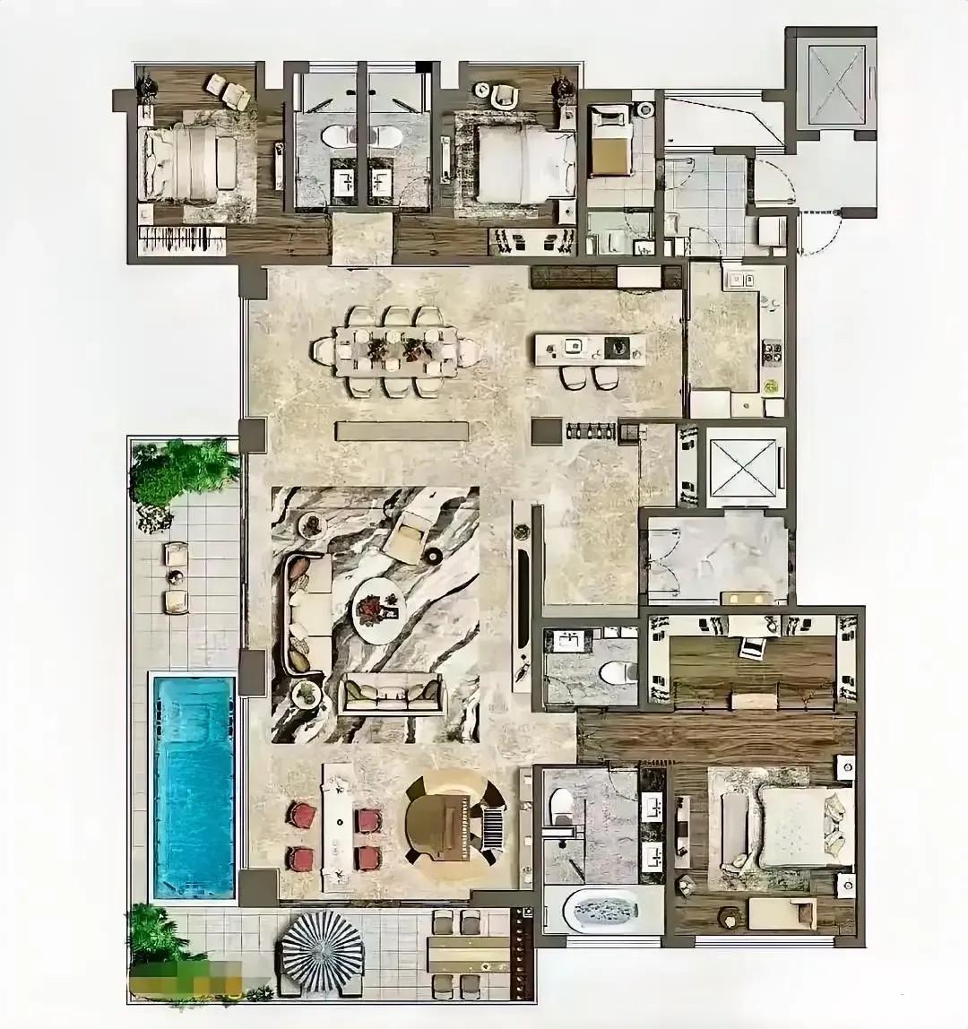 365㎡带泳池大平层，到底是顶豪还是智商税？有人说，这才是财富自由的终极户