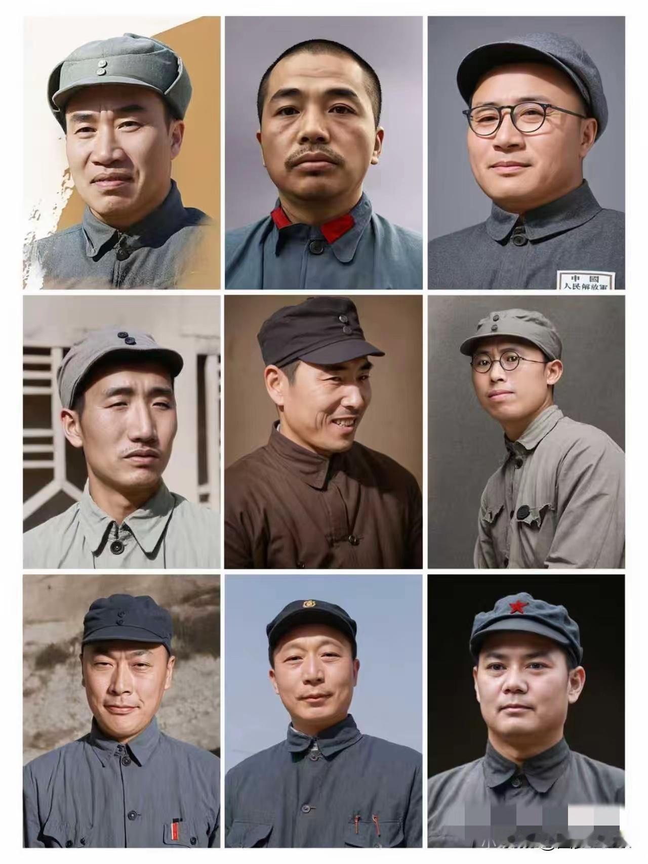 这个修复的好，个个彩色高清，可惜少了贺老总，九张图正好是个方格，如果十张图就不好