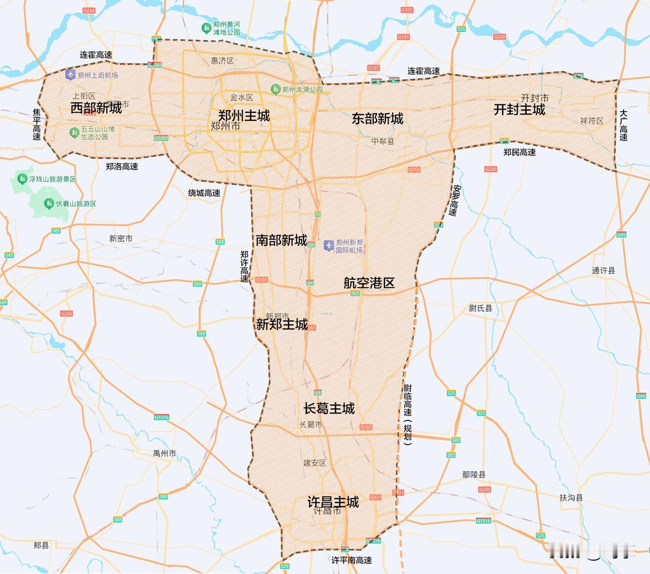 郑州都市圈核心，超级巨型发展区来了！郑（港）汴许将是未来中原城市群、郑州都市圈