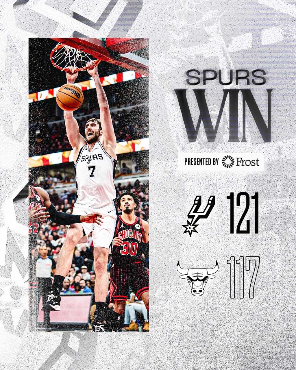 马刺社媒分享本场获胜海报, 常规赛战绩来到8胜2负