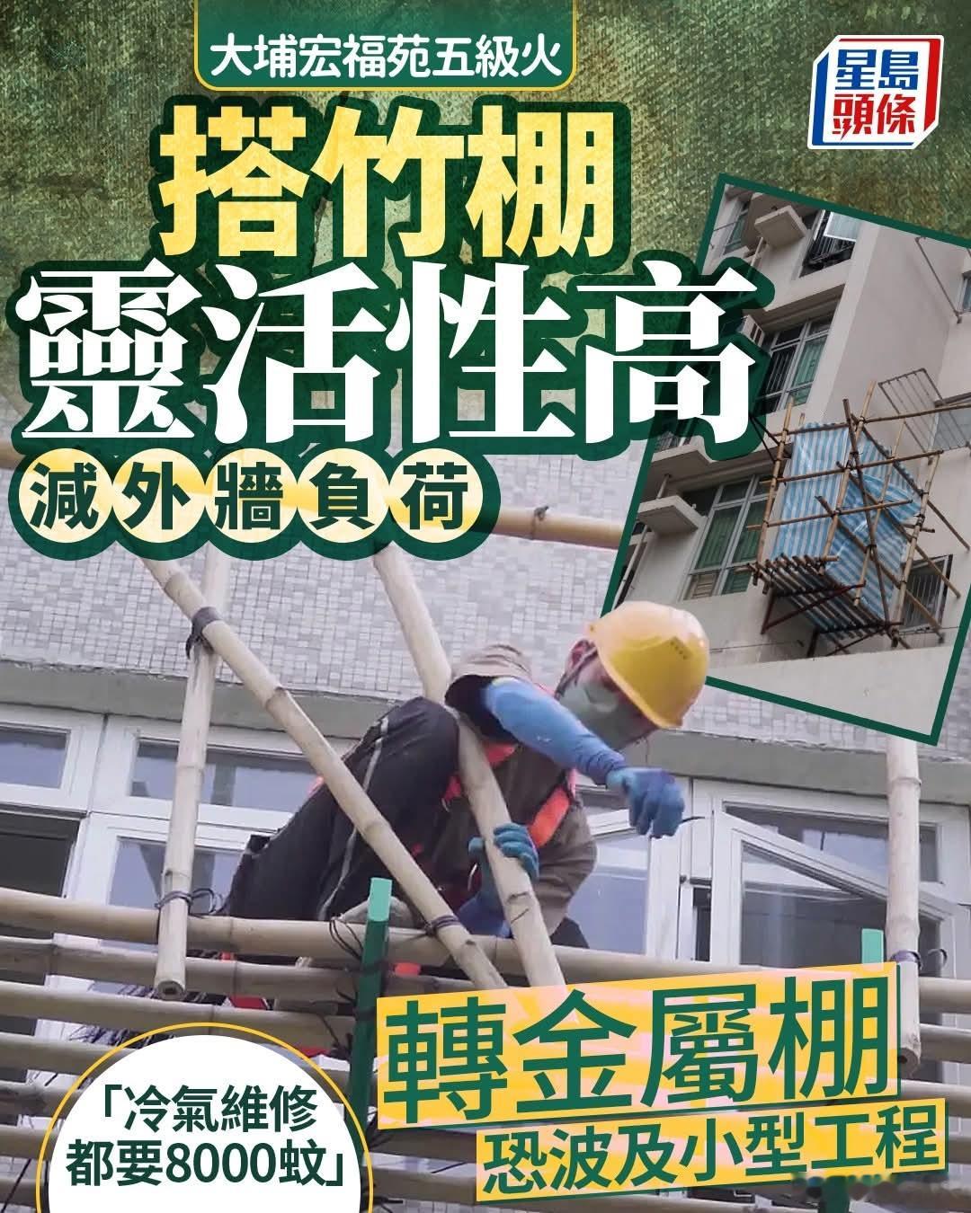 搭棚师傅:竹棚灵活性高减外墙负荷，转金属棚恐涨价星岛报道，除大厦大维修外，现时香