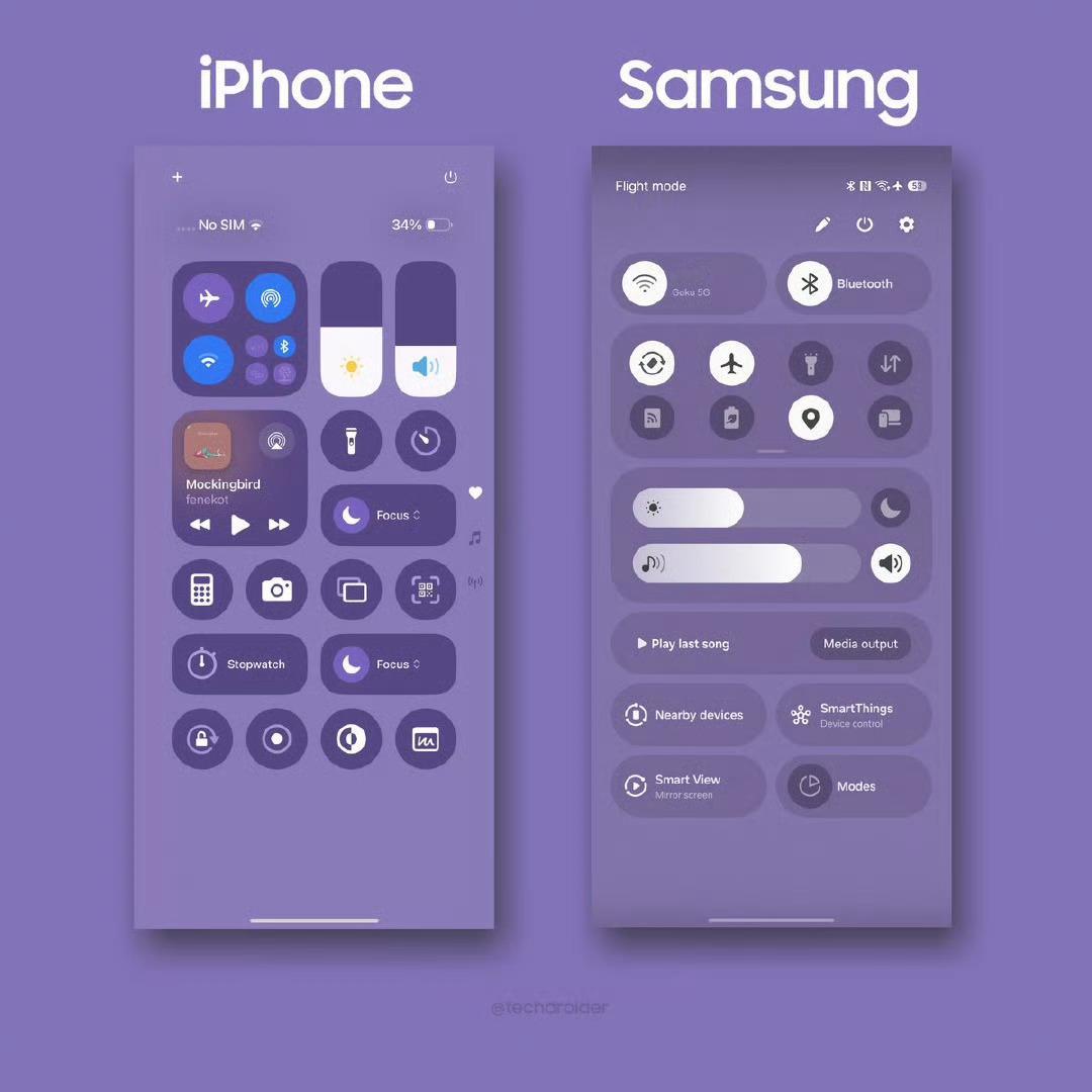 iOS18与三星OneUI7-控制中心你觉得谁做得更好？​19岁女