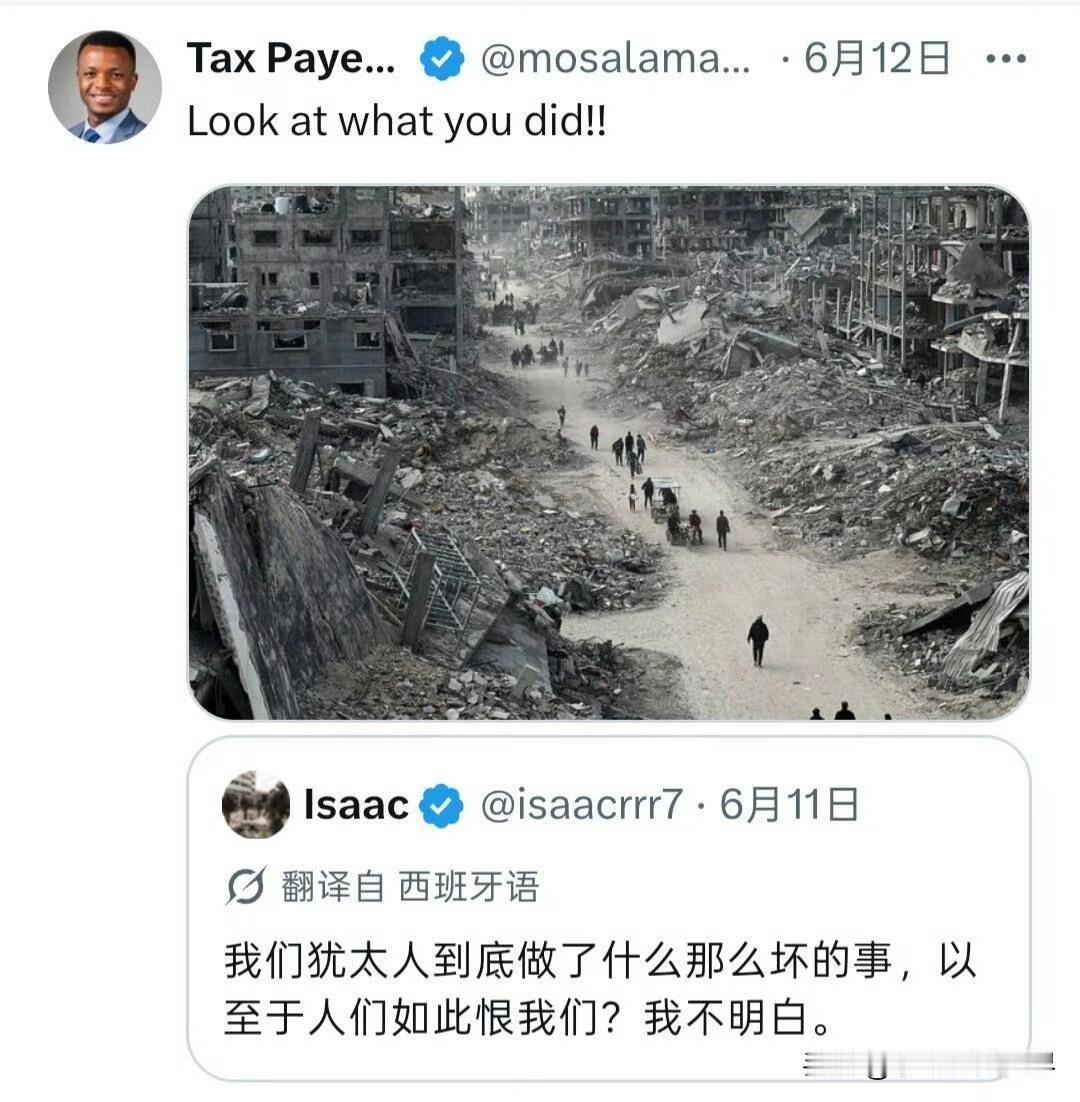 我们犹太人到底做了什么那么坏的事，以至于人们如此恨我们，我不明白？我也不明白
