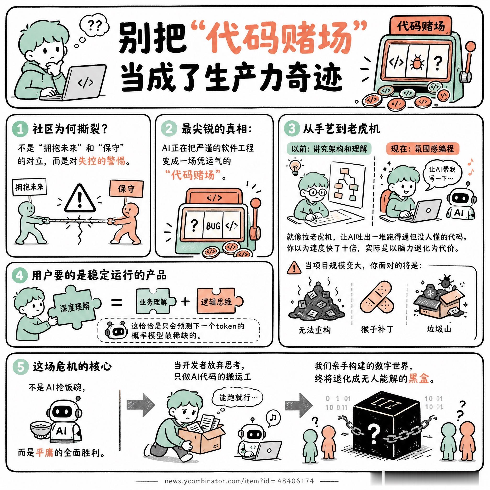 【别把“代码赌场”当成了生产力奇迹】技术社区对AI如此撕裂，根本不是“拥抱未来”