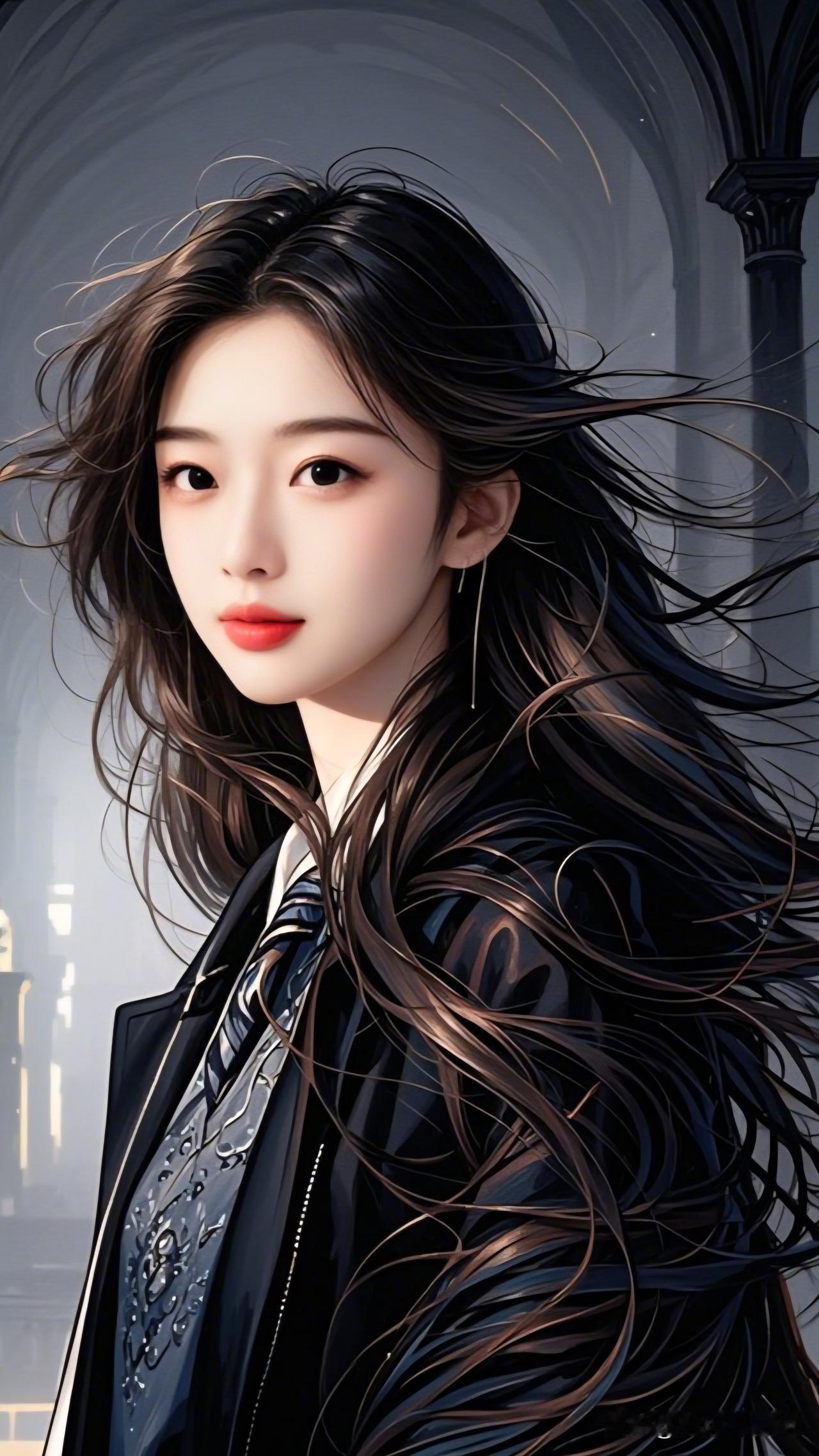 梦幻少女，黑发飘逸，红唇轻启，哥特风装束，迷雾中若隐若现。女人最耐看的长相是什么