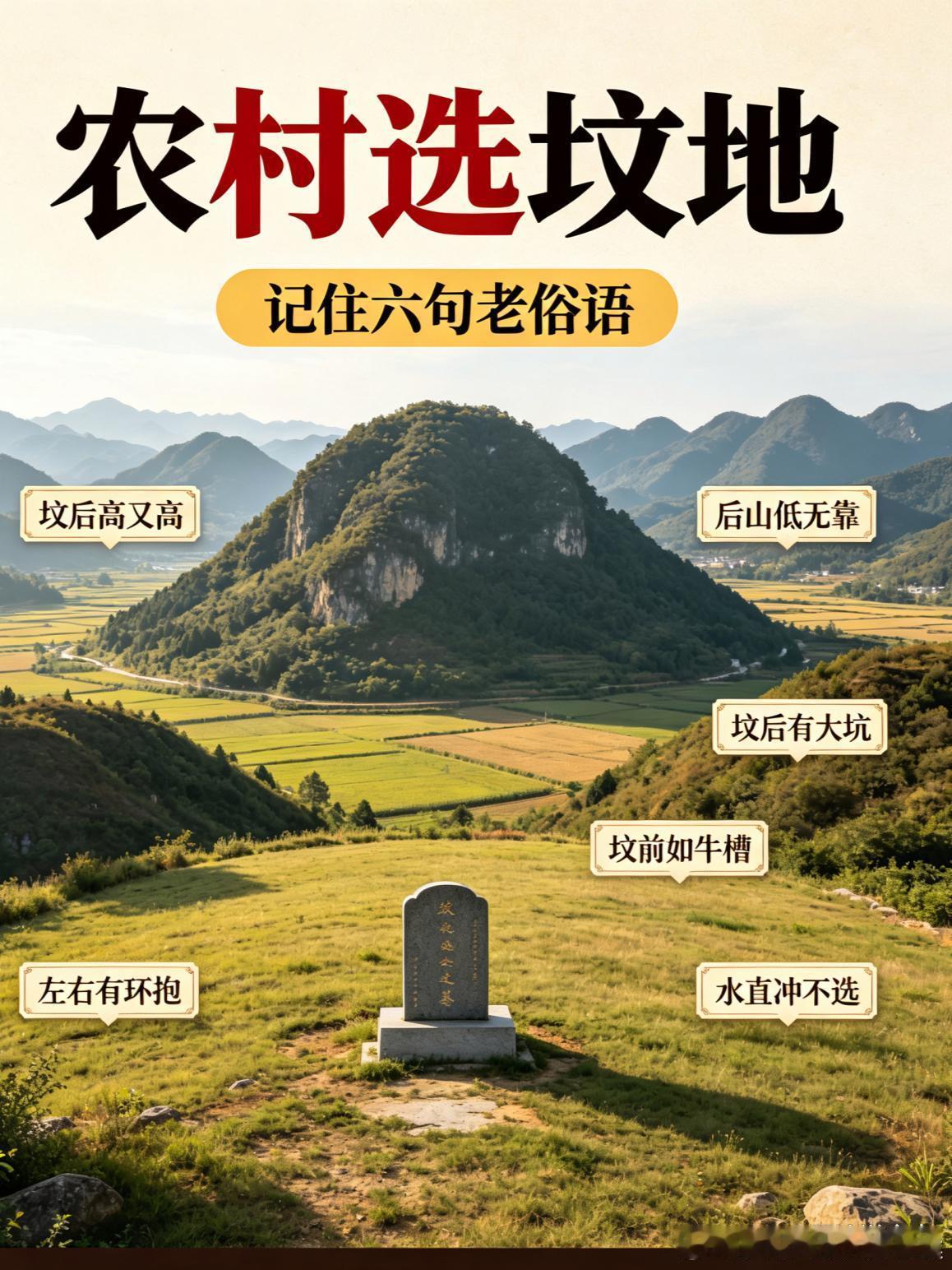农村选坟地，记住六句老俗语，看懂地形知利弊￼⭐️⭐️⭐️⭐️⭐️⭐️关注我不迷路