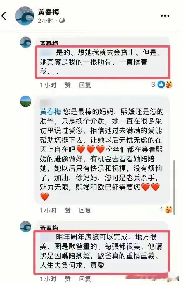 黄春梅近日透露，大S的雕塑预计明年就能完工，这背后离不开具俊晔的用心操持。谈到具