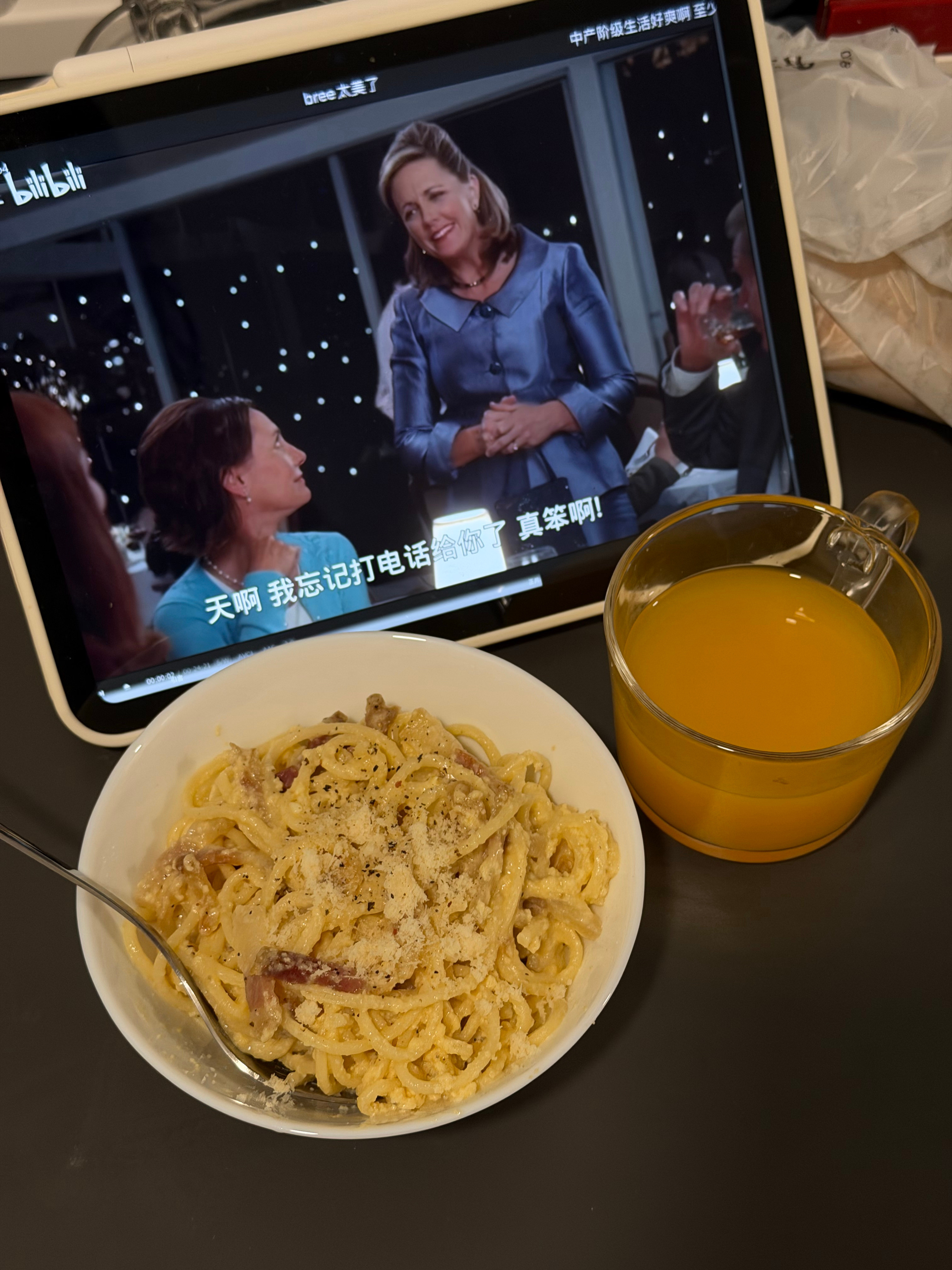 老公做了我心心念念好久的carbonara…好吃得不行​​​