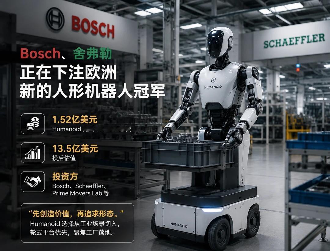 Bosch、舍弗勒，正下注欧洲新的人形机器人最近，欧洲正在加码人形机器人的竞争